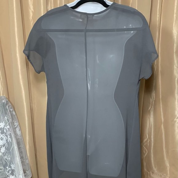 Meraki Sheer Charcoal Black High-Lo Blouse - Picture 3 of 4